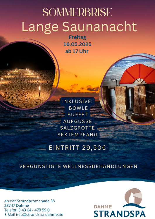 Saunanacht im Strand Spa Dahme im Mai 2025